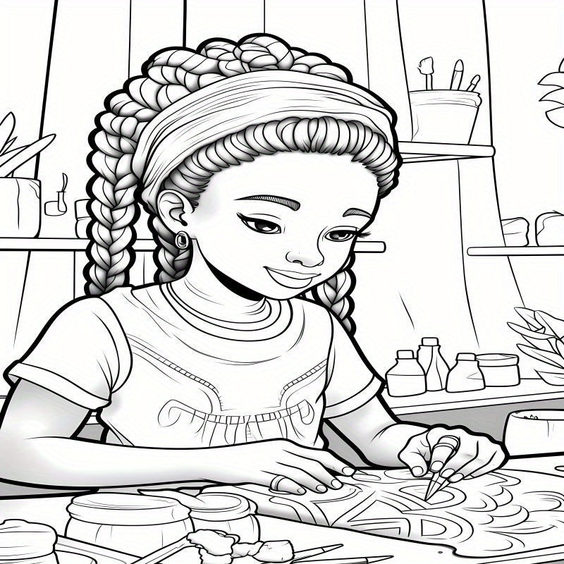 Deluxe Edition: 22-Page Thick Paper Coloring Book for Cute Black Girls - Perfect Birthday or Holiday Gift, Soft Cover